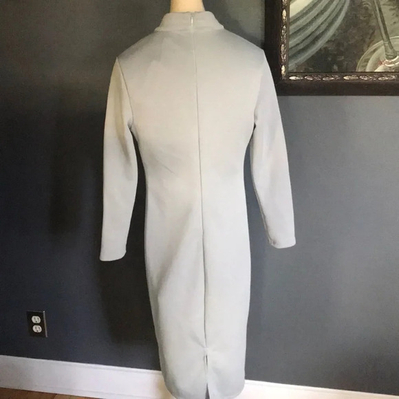 OrderPlus gray knit fitted midi, bow accent, Med - Picture 4 of 5